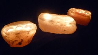Large Himalayan Pink Crystal Salt Tea Light Candle Holders Various 