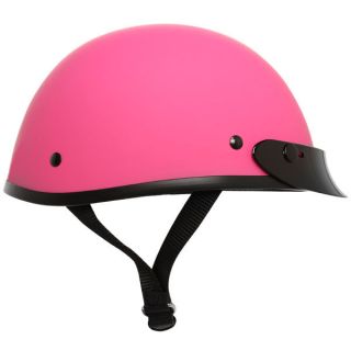   Low Profile Flat Pink Half Open Face Shorty Motorcycle Helmet (XS XXL