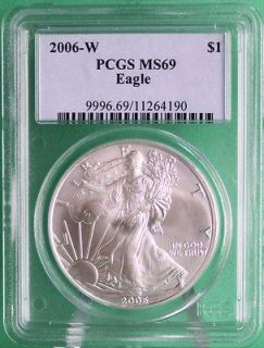 2006 w silver dollar american eagle pcgs ms69 ase unc