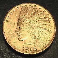 Rare Date 1916 S Gold $10 Indian Head Eagle Coin ~ Nice BU 