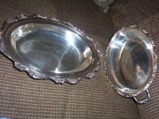 antique wilcox american rose silver plate 2 pc serving dish