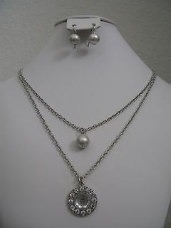 NIB Jessica simpson matte silver tone necklace, earrings set