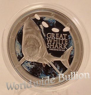 2012 GREAT WHITE SHARK   1oz .999 Silver Coin from NZ Mint   $2 Niue