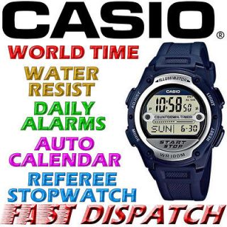 Casio W 756 2AVES Football Referee Timer Gents Sports Blue Watch NEW