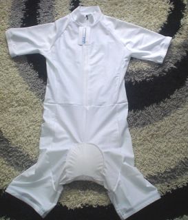 White Cycling Skinsuit / Speed Suit   Medium   Short Sleeved