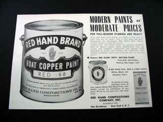 red hand boat copper color paint hull deck cabin ad