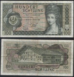 austria p 145 100 schilling 1969 vf from italy time