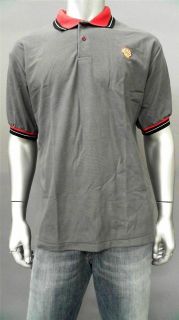   Shell Mens S Knit Short Sleeve Polo Shirt Gray Top Designer Fashion