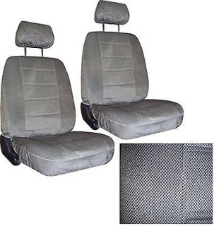 Grey Gray Car SEAT COVERS 2 low back seatcovers w/ head rest #3