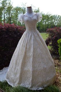 Vintage Ethereal tulle cap sleeve dream antique Wedding gown dress XS