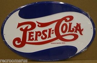 newly listed pepsi cola oval shaped sign metal soda sign