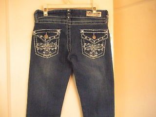 Juniors/Womens Skinny Jeans Low Rise Embriodered With Bling Sz 5 