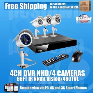 Zmodo 4 CH CCTV Security Surveillance Camera System kit No Hard Drive