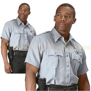 Gray Grey Short Sleeve Police Issue Security Guard Uniform Dress Shirt