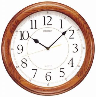 seiko qxa129blh 13 round dark oak case wall clock time