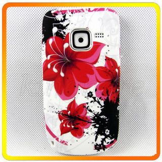 red flower gel skin rubber silicone soft case cover protective