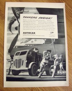   Autocar Ad WW II Theme Massive Six Wheel Tank Trucks for the Navy