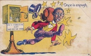 1900s antique penny slot comic once is enough see the stars postcard