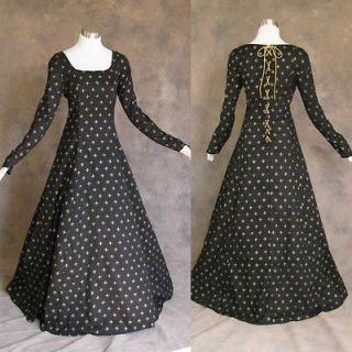 Medieval Renaissance Gown Black Gold Dress Costume LOTR Wedding 2X