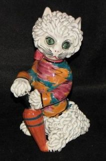 Vintage Rare Italian Italy Spaghetti Ceramic Pottery Cat Figurine