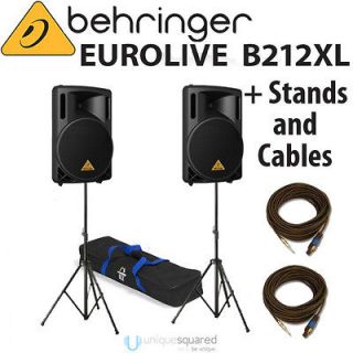 behringer b212xl 12 live dj portable pa speaker pair stands speakon 