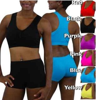 Choose Color For 1 Sports Set Padded Removable Bra & Boyshort Shorts 