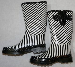   Womens Mid Calf Zebra Print Rain Boots Sizes 6, 7, 8, 9 &10   Merona