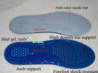  Gel full length Shoe Insoles insert arch sports cushion for men women