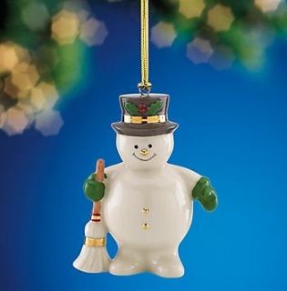 Lenox Sweepy Snowman with tophat and broom Christmas Ornament NEW IN 