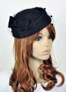   100% Wool Elegant Lady Women Dress Formal Church Hat Fedora Cap Black