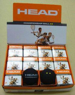 12 HEAD Double Yellow Dot Squash Balls, 1 dozen, championship ball