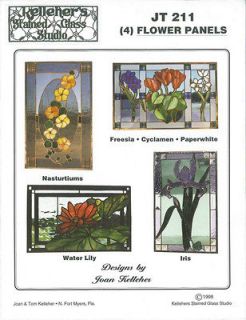 Flower stained glass patterns (only) JT 211 FOUR Patterns in one