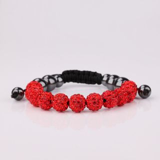 Shamballa Red Color Crystal Disco 11Ball Beads Macrame Bracelet 803