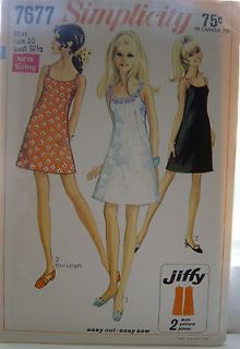 Vintage1968 Simplicity Pattern #7677 Classic Slip Dress Mini/or longer 