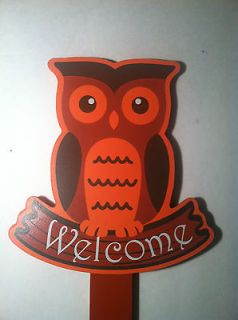 Newly listed Owl Wooden Yard Stake Garden Outdoor Decor Welcome Sign 