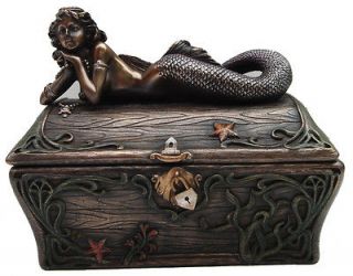 bronze mermaid secret treasure chest jewelry box new tr time