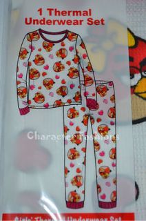 ANGRY BIRDS Girls Size 4 6 8 10 Thermal Underwear Shirt Pants