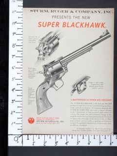 1959 RUGER debut New SUPER BLACKHAWK 44 Magnum Revolver magazine Ad 