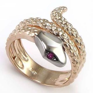   14k Pink White Gold Ruby Eye Serpent Snake Ring #R930 