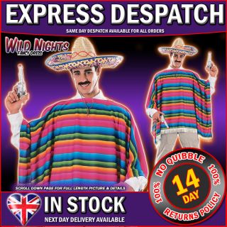fancy dress costume mexican serape poncho sombrero from united kingdom