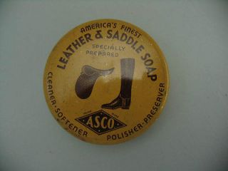 Asco Leather & Saddle Soap ,Cleaner Softner Polisher Vintage 5oz Steel 