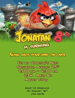 angry bird theme printable birthday party invitation cards time left