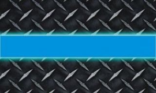Thin Blue Line Diamond Plate Look Law Enforcement 3x5 Decal Sticker