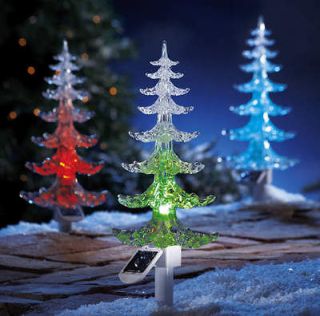 Color Changing Solar Power Evergreen Tree Garden Stake Christmas 