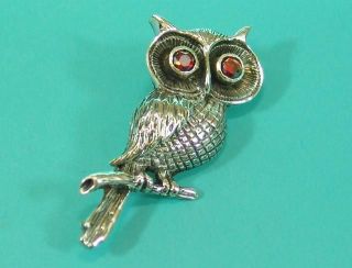 oxidised sterling silver owl on branch brooch from australia time