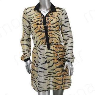 NWT Popular Elegant Womens Western Long Sleeve Lapel Leopard Dress 