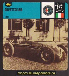 1951 alfa romeo alfetta type 159 race car picture card