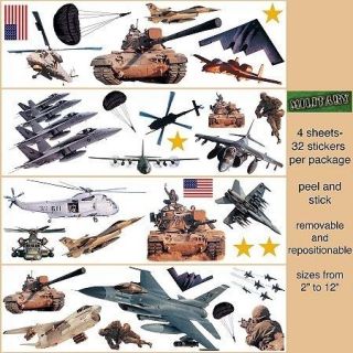   Big Wall Stickers Army Marines Air Force Room Decor Decals Jets Tank