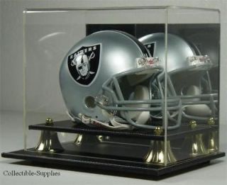 black leather mini football helmet display case holder time left