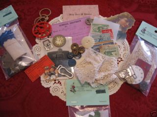 18 pc. BAGS VINT. ALTERED ART ITEMS, FOR COLLAGE+